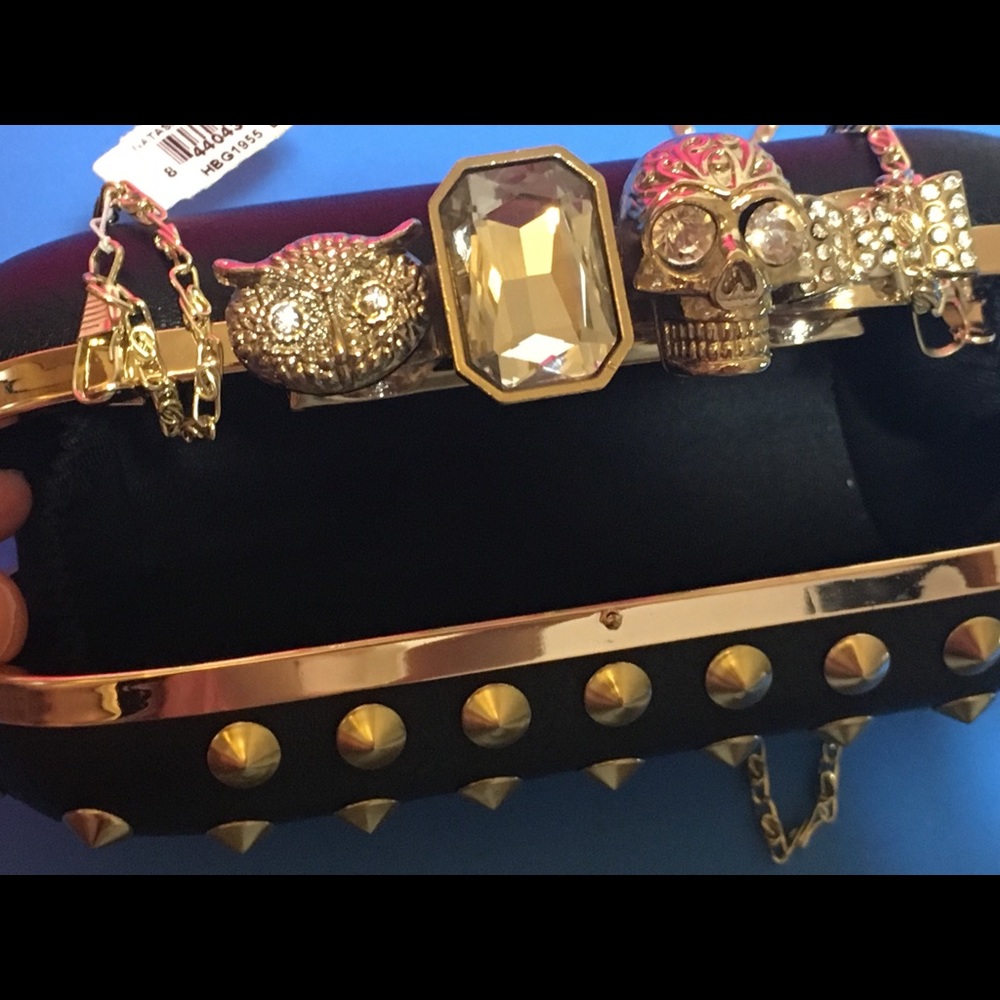 SOLD! Natasha Couture Jeweled Studded Clutch NWT - Picture 2 of 8